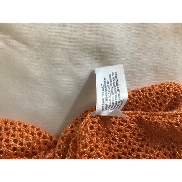 Future Collective Skirt Sz. XXL Orange sparkle Midi  Knit Crochet Swim Coverup - Picture 7 of 11